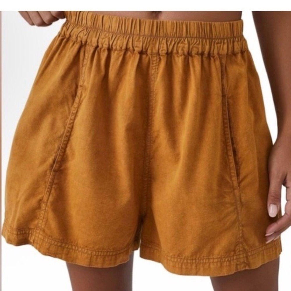 Free People Shorts M Orange Pull On OB1666304 Elastic Waist Boho Casual Cotton